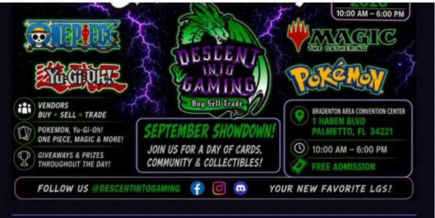 DescentCon flyer - Descent Into Gaming, September 5th 2026, Bradenton Area Convention Center